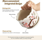 Ceramic Plant Pots with Drainage Holes and Saucers, Round Flower Pots for Indoor Plant, 3.9/5.2/6.7 Inches Small Flower Planters Set of 3