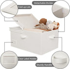 GRANNY SAYS Fabric Storage Bin with Lid, Decorative Storage Boxes, Basket for Shelves, Closet Storage Bins, Large Storage Bins for Clothing, Jumbo, Ivory, 2-Pack