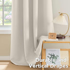 H.VERSAILTEX Room Darkening Curtains for Living Room Light Reducing Thermal Insulated Window Treatment Panels/Drapes Grommet Top 2 Panels (Ivory - 52 x 84 Inches)