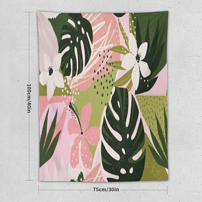 ICMOLYYENLO Tropical Green Plant Tapestry, Green Palm Leaves Natural Landscape Print Wall Tapestry for Bedroom Living Room Dormitory 50x60 Inch