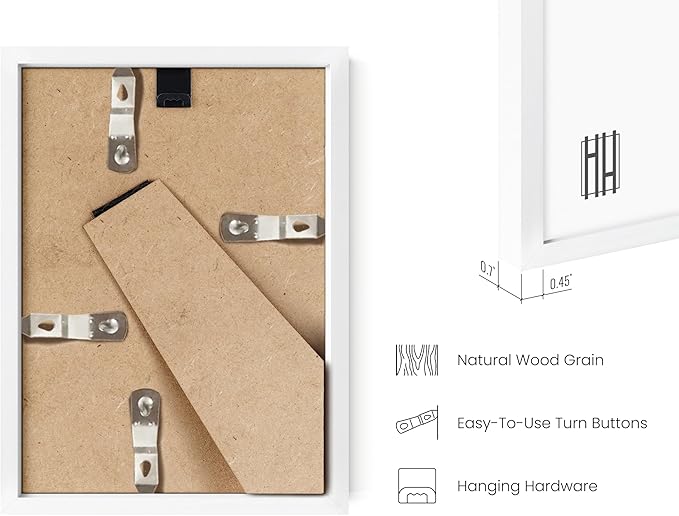 HAUS AND HUES 5x7 White Metal Picture Frames - Bulk Frames 5X7 - Features Premium Aluminum, Vertical Hanging, Easel Back for Tabletop, Home, Office (5x7 in, White, Set of 25)