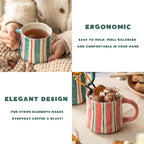 Vibrant Striped Ceramic Coffee Mug - Unique Green Design, 12oz, Microwave & Dishwasher Safe, Perfect for Daily Brews tea or coffee