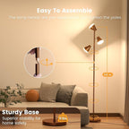 36W LED Tree Floor Lamp, Dimmable Tall Standing Lamp with Remote & Touch Control, 4 Color Temperatures Bright Floor Lamp, 3 Rotatable Light Modern Floor Lamps (Brown)
