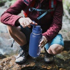 32 oz Glass Water Bottle with Straw and Handle, Sports Motivational Water Flask with Silicone Sleeve, Large Leakproof Water Flask Cup with Time Marker for Travel, Gym, Navy