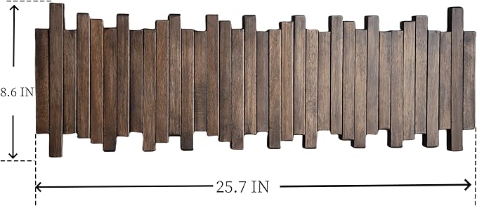 Natural Wood Wall Mounted Piano Coat Rack| Coat Rack Wall Mount| Flip Down Wall Hook Rack 7 Hooks| Entryway Wall Art Hook,Made of Acacia Wood (Wood Wax Oil Dyed Walnut Color).Wall Art