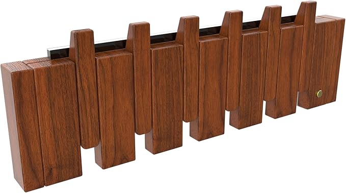 Wall Mounted Piano Key Hanger | Flip Style Hook | Entrance Wall Art Hook, Made of Oak Wood (3 Times Painted, 4 Times Polished) (LED Walnut, 6Hooks)