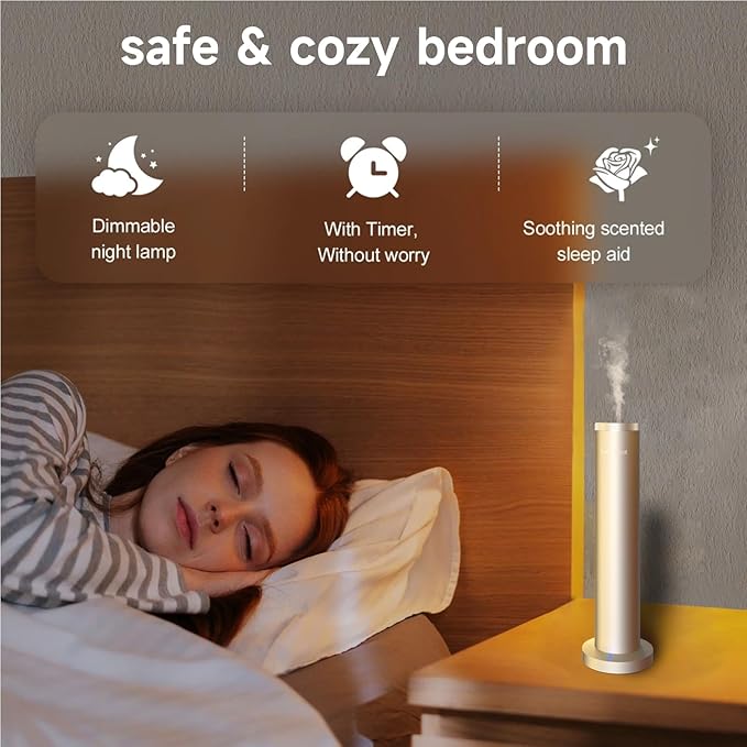 Wireless Essential Oil Diffuser: Smart Anti-Tip Aroma Diffuser with 3 Mist Modes, 1200 sq ft Coverage, Bluetooth Remote Control, Timer, Quiet Metal Body for Hotel Office Bedroom Large Home