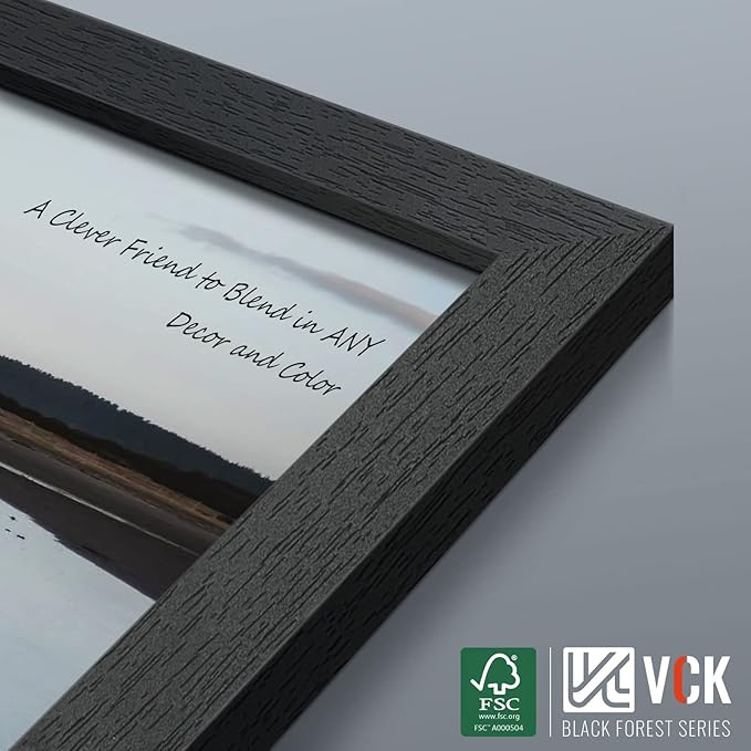VCK 20x28 Poster Frame Set of 3 - Black, Textured Exclusive Solid Wood Picture Frames, Wall Hanging