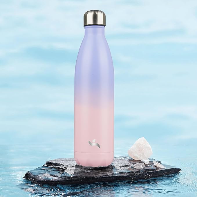 Insulated Water Bottles,25 oz Double Wall Stainless Steel Vacumm Metal Flask for Sports Travel,Pastel Sunset