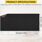 Marine Carpet, 5 FT x 15 FT Black Indoor/Outdoor Rug 0.2" Thick TPE Backed Non-Slip Boat Carpet Roll for Home, Patio, Porch, Deck