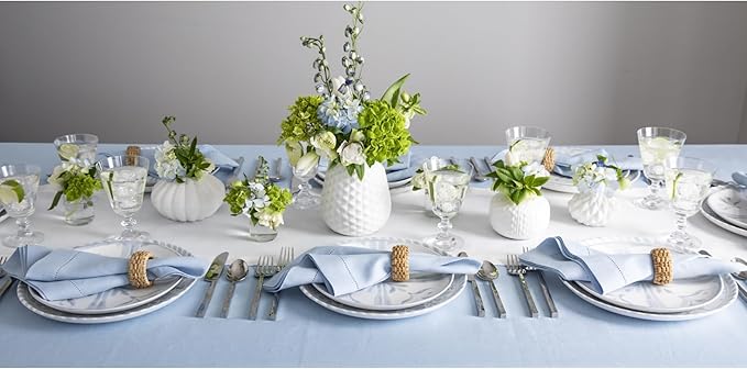 Solino Home Linen White Table Runner 60 Inches - Classic Hemstitch, 100% Pure Linen Coffee Table Runner 14 x 60 Inch Ideal for Dresser Tables - Fall, Autumn, Halloween, Thanksgiving