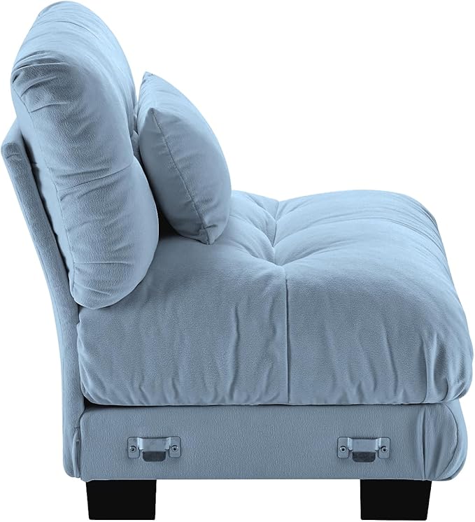 Armless Sofa W/1 Pillow - Blue