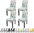 JQinHome Pattern Chair Covers for Dining Room Set of 4, High Stretch Removable Washable Parsons Chair Slipcover for Home Party Hotel Wedding Ceremony (Flowering Butterflies,4PCS)