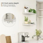 Fun Memories Deep Floating Shelves - 16" W x 9" D x 1.6" H Rustic Grey Wall Shelf - Wall Mounted Shelves for Storage - Wooden Shelves with Invisible Brackets for Living Room, Farmhouse - Set of 2