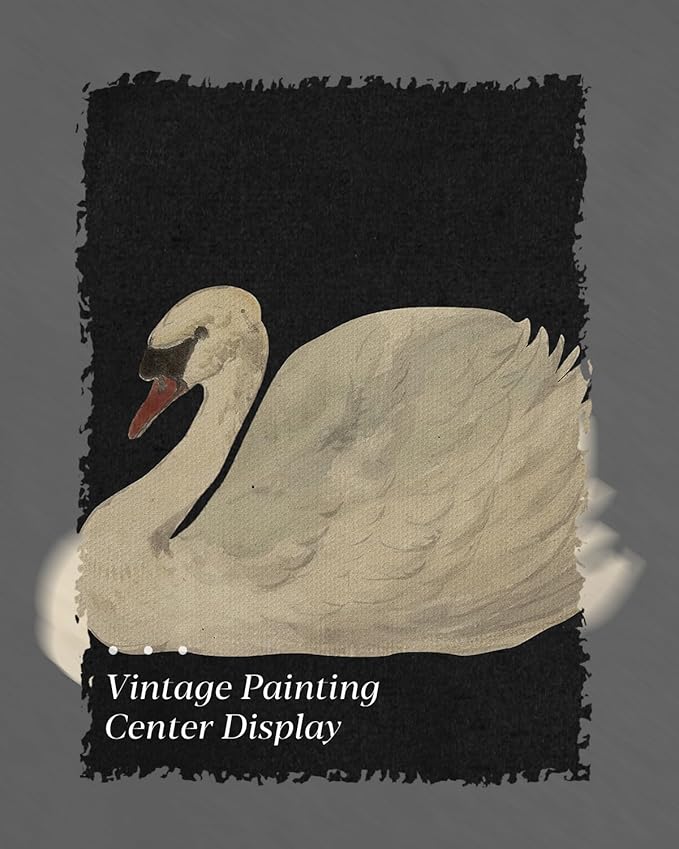 HUARCEY Gold Framed Vintage Wall Art for Living Room, Grace Swan Art Painting Pictures Rustic Animal Bathroom Prints Farmhouse Wall Decor Mother's Day Gifts for Mom Canvas Swan Shelf Decor for Bedroom