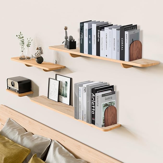 Book Ends, Large Sturdy Wooden Bookends for Shelves - Heavy Duty Non-Slip Book Organizers, Decorative Bookend Holders for Home Office, Library, Black Walnut Universal Economy Bookend, 1 Pair