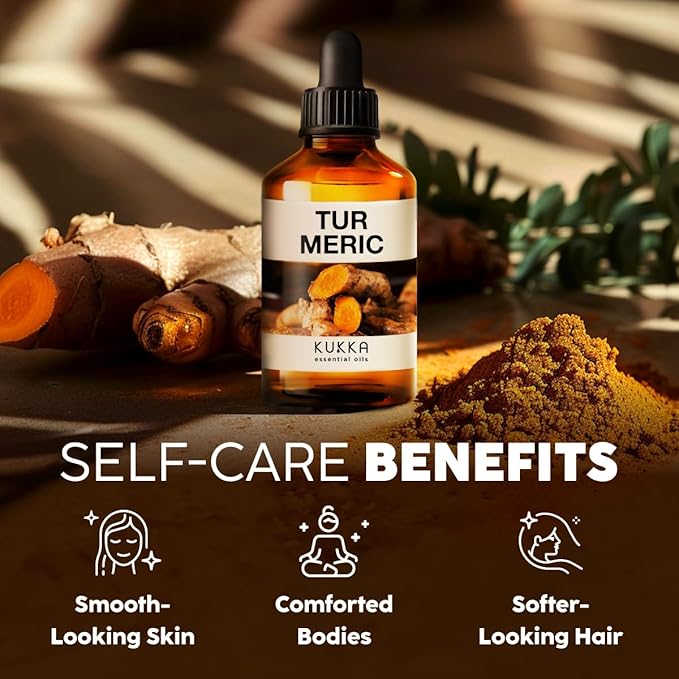 Kukka Turmeric Oil for Skin - 4 Fl Oz - 100% Pure Natural Turmeric Essential Oil, Herbaceous Scent, for Face, Hair, Aromatherapy, Candle & Soap Making Scent DIY