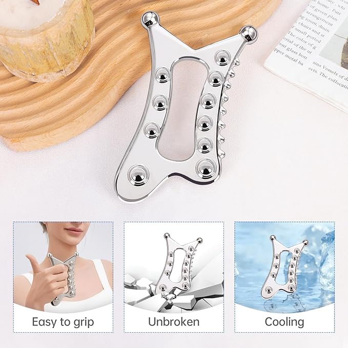 Metal Body Gua Sha Tool, 5 in 1 Muscle Scraper Tool, Lymphatic Drainage Massager for Self Care, Fascia Blaster for Cellulite, Trigger Point Massage Tools for Pain Relief