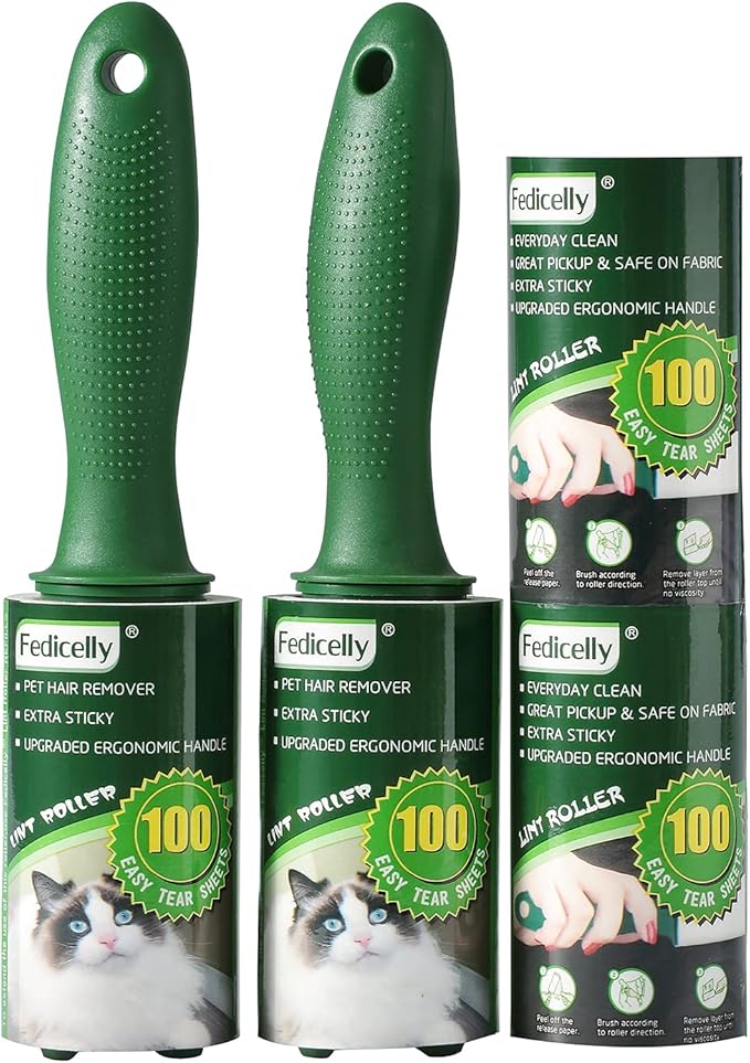 Fedicelly Extra Sticky Lint Rollers Pet Hair Remover for Laundry Clothes Furniture Carpet,Total 400 Sheets Lint Rollers Refills Dog Cat Hair Lint Remover Brush Couch