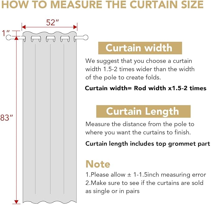 H.VERSAILTEX Ivory Curtains for Bedroom Window Treatment Blackout Thermal Insulated Room Darkening Solid Grommet Curtains/Drapes for Living Room (Set of 2 Panels, 52 by 84 Inch Long, Ivory/Cream)