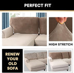 PrinceDeco Sectional Couch Covers Velvet Cushion Covers for Sectional Couch Cushion Covers for Sectional Sofa Separate Sectional Sofa Slipcovers Washable(1 Chaise Back+ 2 Sofa Back,Taupe)