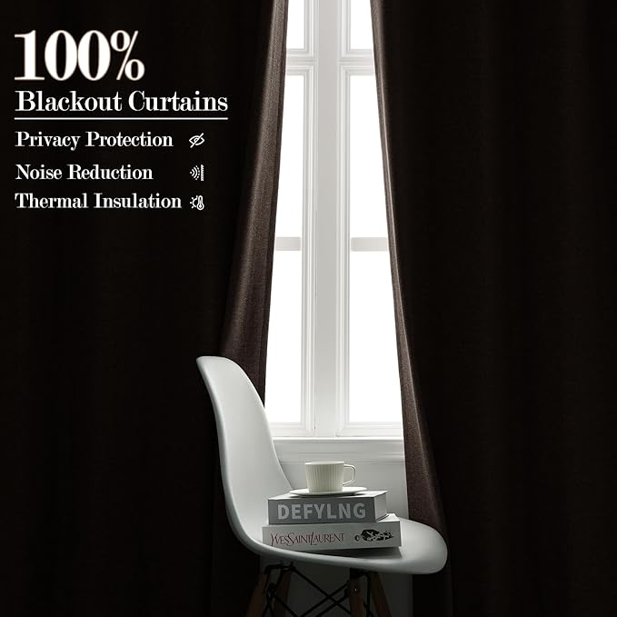 Room Divider Curtains Screen Partitions, Linen Look 100% Blackout Drapery 84 Inches Long, 120" Wide Pinch Pleated Window Drapes, Privacy Protecting, Light Blocking, (1 PC, Light Coffee)
