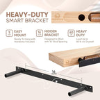 Homeforia Walnut 36 inch Floating Shelf, High End Solid Real Wood 36inch Large Shelves for Bathroom Wall, Dark Brown 36 inches Long Floating Shelves, Heavy Duty Bracket, 36 X 6.5 X 1.75 inch, Set of 2