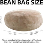 Bean Bag Chair 5Ft, Memory Foam Filled, Large Beanbag Chairs for Adults and Teens, Soft Sofa with Removable Flannel Cover, Round Couch for Living Room Bedroom College Dorm (Apricot, 5FT-60×60"×24")
