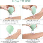 Meifuly Facial Cupping Set, 4 PCS Silicone Vacuum Suction Face Massage Cups, Skin Tightening Kit for Eyes, Face and Body (Green)