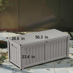 120 Gallon Deck Box,Resin Outdoor Storage Box with Lockable for Patio Furniture, Pool Accessories, Garden Tools Waterproof Outside Storage Box, Grey