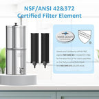 AQUA CREST Gravity Water Filter System, 304 Stainless Steel Countertop System with 4 Filters and Anti-Slip Stand, Reduce Fluoride and Chlorine, 2.25G, for Home, Camping, RVing, Off-Grid, Emergencies