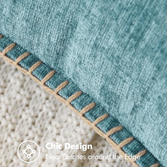 MIULEE Pack of 2 Couch Throw Pillow Covers 18x18 Inch Coastal Smoke Blue Farmhouse Decorative Pillow Covers with Stitched Edge Soft Chenille Solid Dyed Spring Pillow Covers for Sofa Bed Living Room