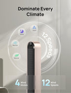 Dreo Smart Tower Fan Voice Control, 120° Oscillating Fan Works with Alexa/Google/App/Remote, 42 Inch, 25dB Quiet DC Bladeless Fan for Bedroom,12 Speeds, Floor Fan for Home, Office, Pilot Max S