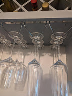10.8 Inch Wine Glass Rack, Under Cabinet Wine Glass Holder, Wine Glass Hangers Under Shelf, Chrome Finish Stemware Rack, Hanging Stemware Holder for Cabinet Kitchen Bar, Set of 2