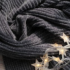 lifein Throw Blanket for Couch, Soft Boho Decor Bed Throw,Cozy Grey Knitted Chenille Small Farmhouse Lightweight Throw for Spring(Dark Grey,50 * 60")