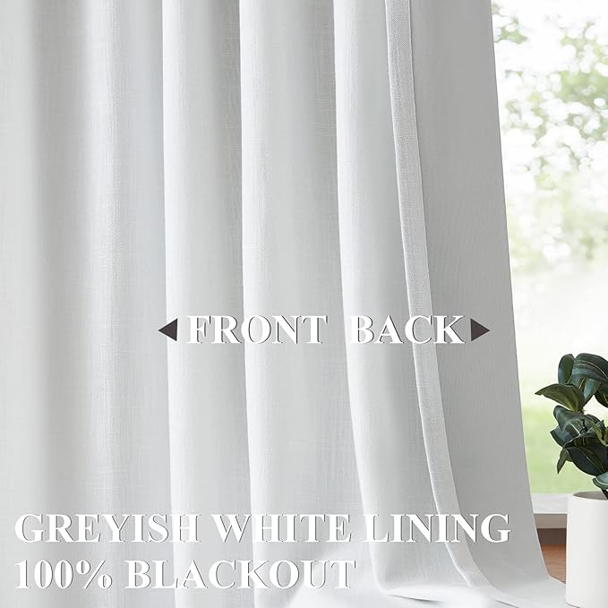 Vision Home White Pinch Pleated Full Blackout Curtains Thermal Insulated Window Curtains 112 inch for Living Room Bedroom Room Darkening Pinch Pleat Drapes with Hooks Back Tab 2 Panel 40" Wx112 L