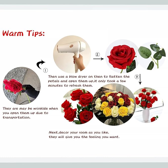 Pink Fake Roses Artificial Flowers - 16 Pcs Fake Artificial Roses Silk Flowers with Stems for Home Wedding Hotel Office Centerpiece Decor