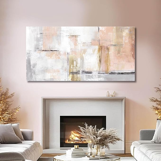 SOUGUAN Canvas wall Art Gold Wall Decor Bedroom Pink Pictures Wall Decoration Artwork Abstract Wall Art large Modern Painting Pictures for Living Room Home Kitchen Office (30x60, Pink)