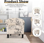 INZOY Modern Accent Chair with Ottoman for Small Space, Club Chair with Ottoman Set, Comfy Fabric Barrel Reading Chairs for Living Room Bedroom, Round Reading Chair with Foot Rest, Flower Pattern