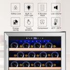 Tylza 24 Inch Wine Cooler Refrigerator, 51 Bottle Built-in or Freestanding, 24'' Fridge with Stainless Steel & Double Layer Tempered Glass Door and Temperature Memory Function