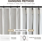 Joydeco 100% Blackout Pleated Curtains, Linen Window Curtains 2 Panel Sets 108 inches Long, Thermal Insulated Darkening Drapes for Bedroom(Ivory,40'' Wx108'' L)
