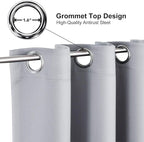 ChrisDowa Grommet Blackout Curtains for Bedroom and Living Room - 2 Panels Set Thermal Insulated Room Darkening Curtains (Light Grey, 52W x 45L )