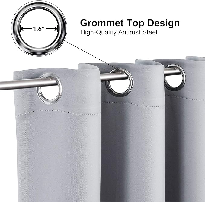 ChrisDowa Blackout Curtains 78 inches Long for Bedroom - 2 Panels Set Grommet Thermal Insulated Room Darkening Curtains for Living Room (Light Grey, 42 x 78 Inch)