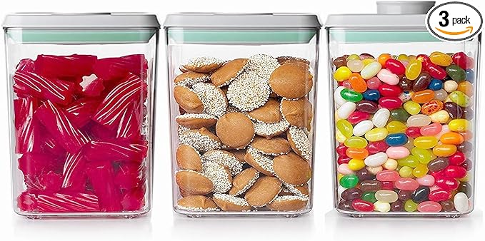 Pop Containers with Lids - Stackable Airtight Food Storage, Kitchen Pantry Storage Containers for Snacks Candy Salt Herbs Spices BPA-Free (1200ML*3)