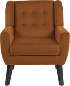 UIXE Accent Chair, Velvet Upholstered Armchair for Living Room, Modern Club Arm Chairs Comfy Single Sofa Button Tufted Bedroom Reading Seat - Orange, Set of 1