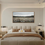 HGUAOA Vintage Framed Floral Landscape Wall Art for Living Room - Large Nature Artwork Above Bed Wall Decor - Farmhouse Mountain Pictures for Bedroom Wall Decor 20×40IN