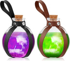Patelai 2 Pcs Halloween Glass Potion Bottles with Belt Cork Renaissance Witch Costume Accessories Witch Props Potion Bottle for Halloween Party Decor Cosplay DIY Crafts Gift (Black,Brown)