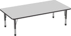 FDP Rectangle Activity School and Classroom Kids Table (36 x 72 inch), Toddler Legs, Adjustable Height 15-24 inches - Gray Top and Black Edge