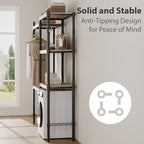 5-Tier Over-The-Washer Shelf - Adjustable 28" Laundry Organizer with 100lb Double Wood Shelves, Space-Saving Storage Unit for Small Homes (Natural & Black)