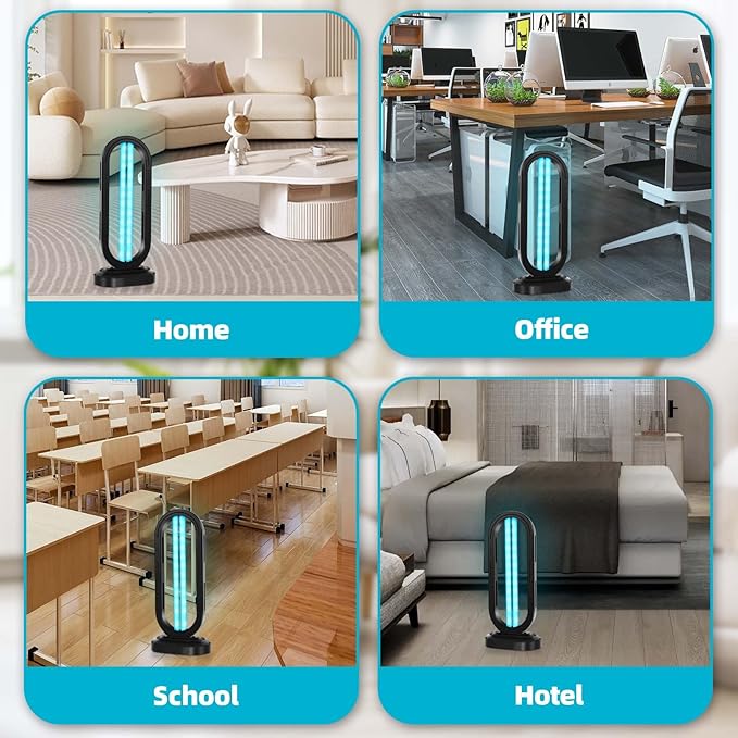 UV Light Sanitizer,UVC Home Disinfection Device 4-Speed Timing and Remote Control,UVO Light for Dust Mites,UV Lamp for Whole Room